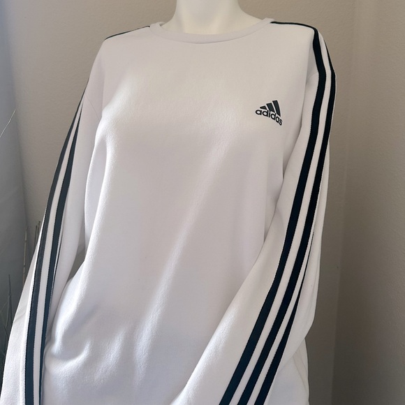 adidas Sweaters - Adidas White Sweatshirt with Black Stripes